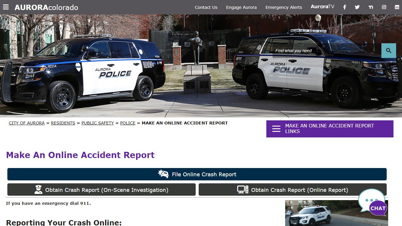 Make An Online Accident Report - City of Aurora